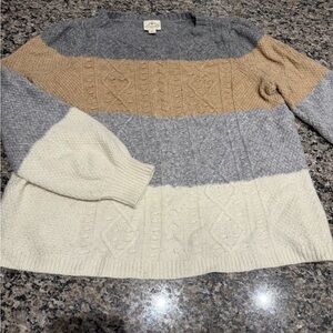 St. John's Bay Women's Sweater - Gray, Tan, and Cream
